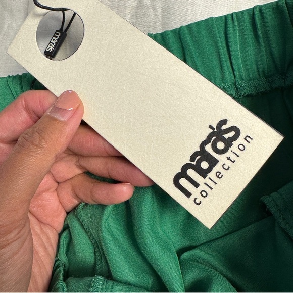 Mara’s Collection Green Satin Wide Leg Pants Size L Made in Greece NWT - Picture 12 of 16